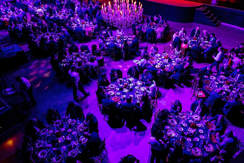 The staff is attending a big party.