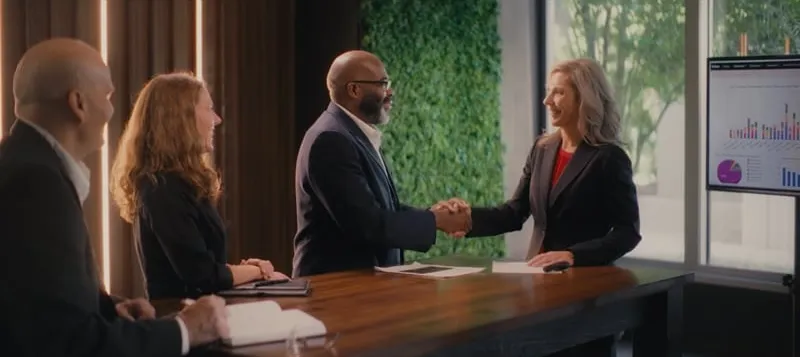 people shaking hands in a meeting