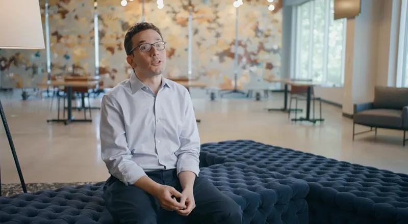 a man having an interview