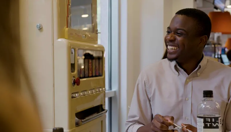 a man smiling